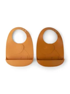 Done by deer - Peekaboo silikoninen ruokalappu 2-PACK - Elphee Mustard