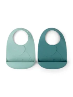 Done by deer - Peekaboo silikoninen ruokalappu 2-PACK - Elphee Blue