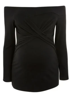 Fun Mum - äitiystoppi Bardot Off Shoulder, musta
