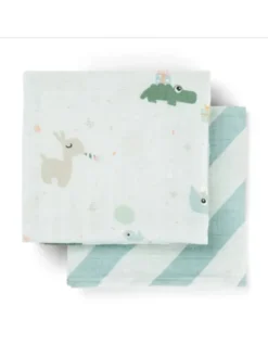 Done by deer Harsoliina vauvalle 2-pack 70x70 - Celebration Blue –