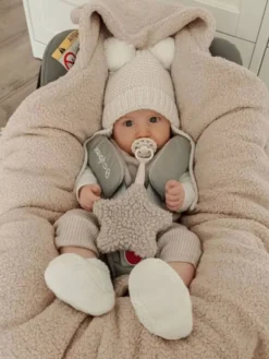 Lämmin nallenkorva boucle turvakaukalon viltti – beige
