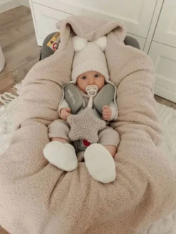 Lämmin nallenkorva boucle turvakaukalon viltti – beige