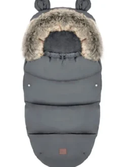Lämpöpussi rattaisiin nallenkorvilla ja karvalla, dark gray