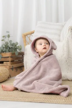 LUINLIVING Luin Living Vauvapyyhe nallenkorvilla 0-5v, Dusty Rose