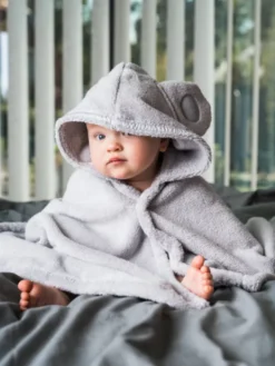 LUINLIVING Luin Living Vauvapyyhe nallenkorvilla 0-5v, Pearl Grey