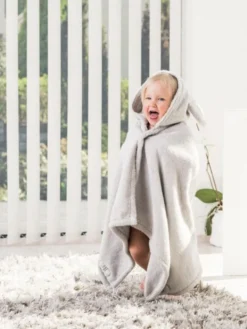LUINLIVING Luin Living Vauvapyyhe nallenkorvilla 0-5v, Pearl Grey
