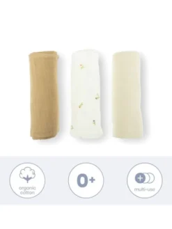DOOMOO Luomupuuvillainen harso 3-Pack, cream |