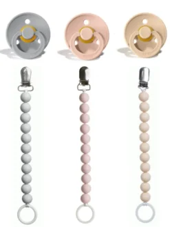 Tuttinauhat ja BIBS tutit vauvalle 3-PACK, rosa